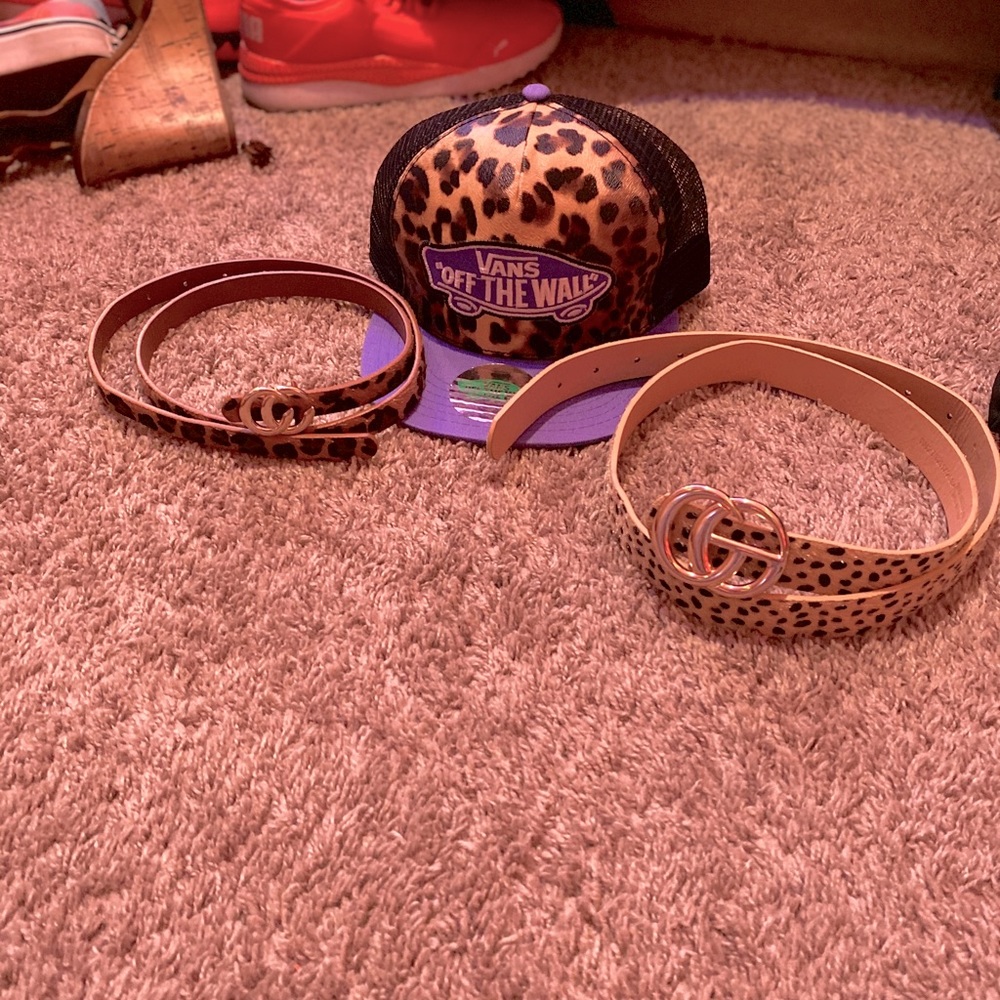 Vans hate vans back pack and two leopard belts